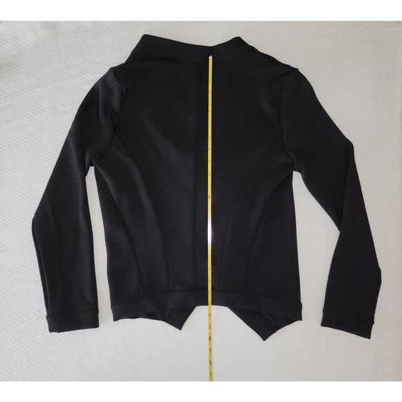 Cardigan Assymetrical Front Contrast Trim Black Stretch Fitted Sz M NWT - Picture 6 of 7